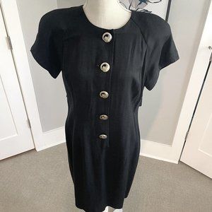 Virgo II Black Vintage Dress Silver Buttons